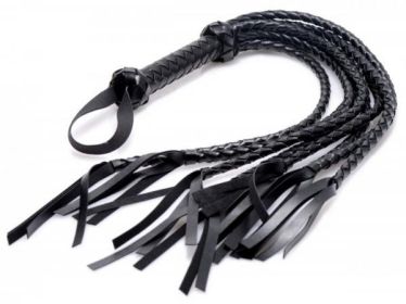 Strict 8 Tail Braided Flogger Black Leather